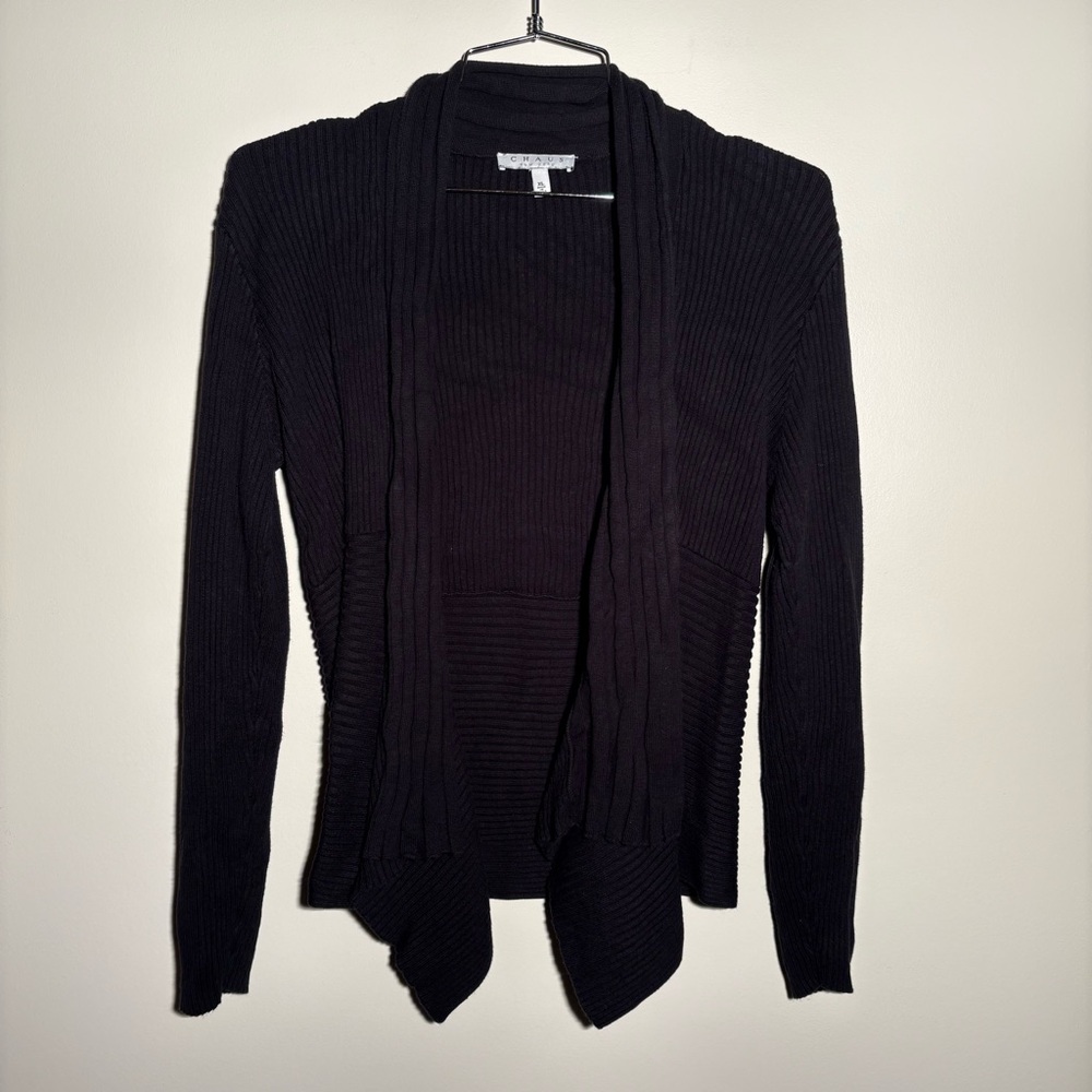 Chaus New York Cotton Blend Ribbed Knit Cardigan